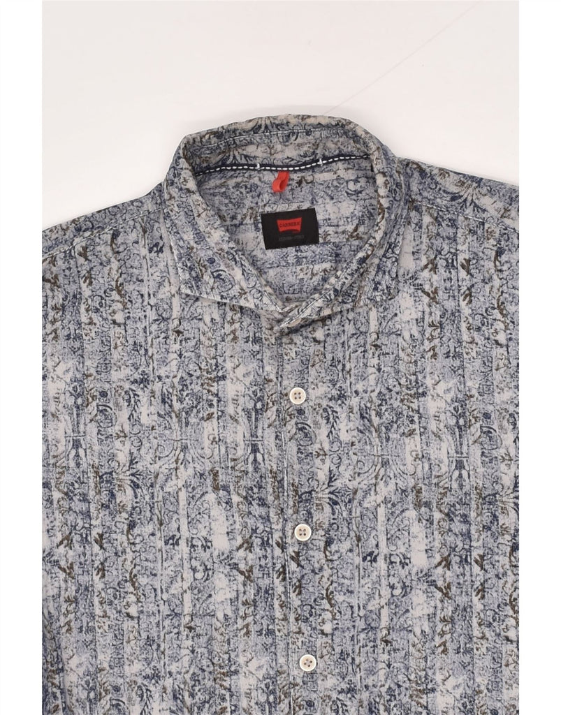 CARRERA Mens Corduroy Shirt Large Grey Floral Cotton | Vintage Carrera | Thrift | Second-Hand Carrera | Used Clothing | Messina Hembry 
