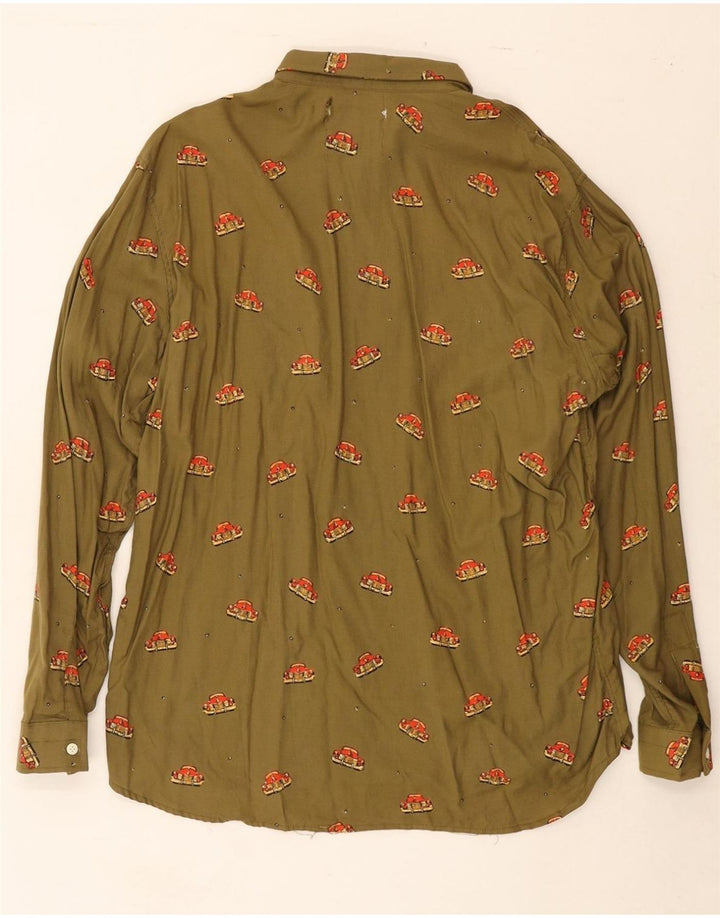 VINTAGE Mens Abstract Pattern Shirt XL Khaki Vintage Vintage and Second-Hand Vintage from Messina Hembry 