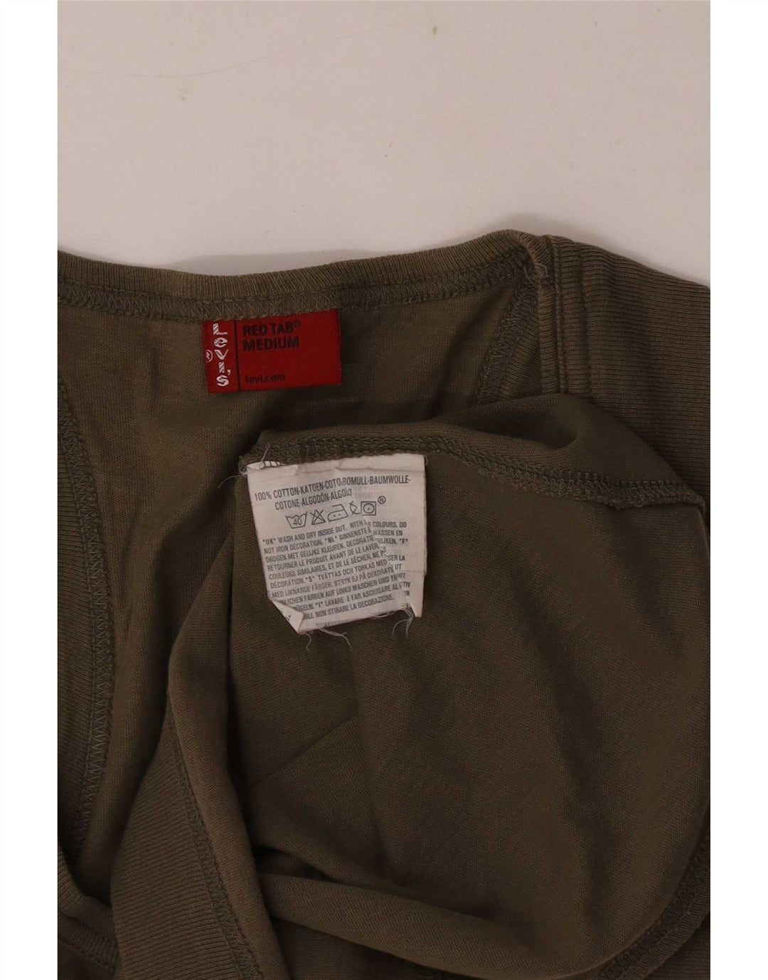 Levi's Womens Vest Top UK 12 Medium Khaki Cotton