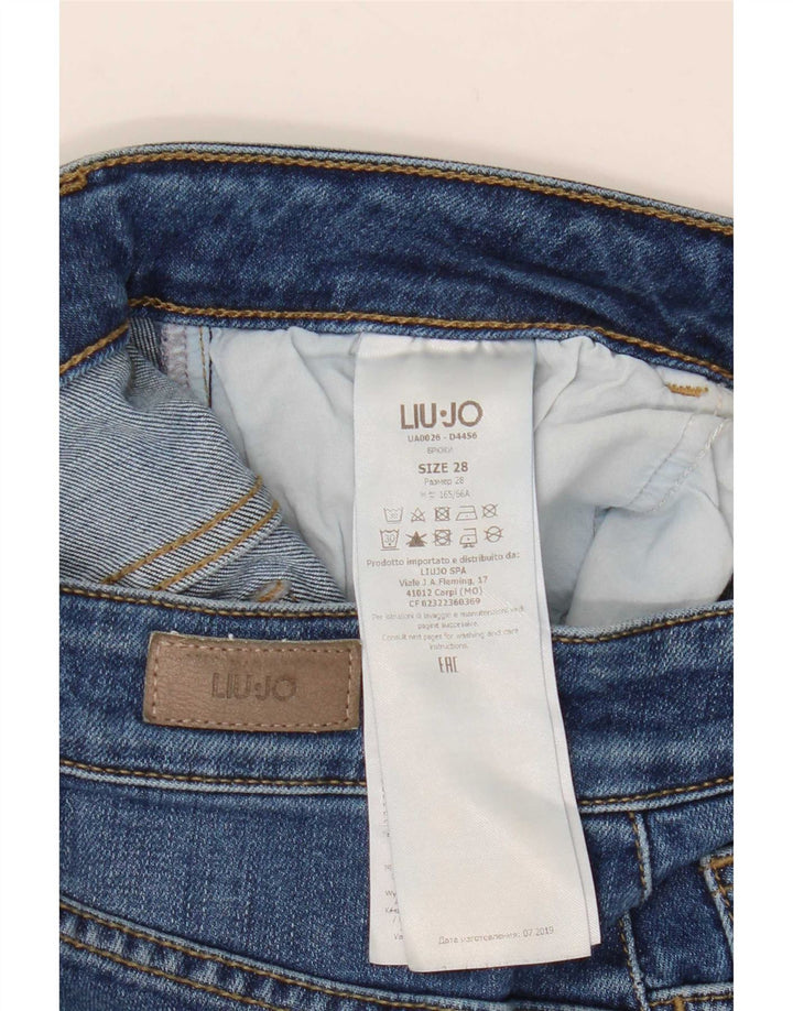 Liu Jo Womens Distressed Crop Bootcut Jeans W28 L25 Blue Cotton