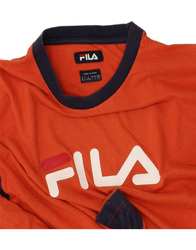 FILA Mens Graphic Top Long Sleeve Large Red Colourblock Cotton Vintage Fila and Second-Hand Fila from Messina Hembry 