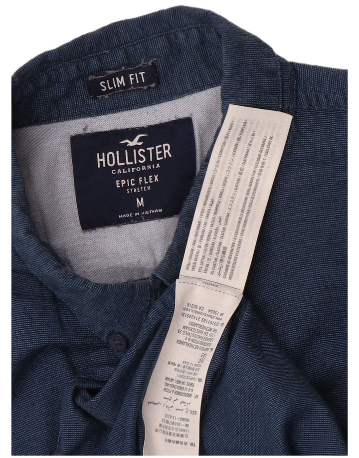 Hollister Mens Slim Fit Shirt Medium Navy Blue Cotton