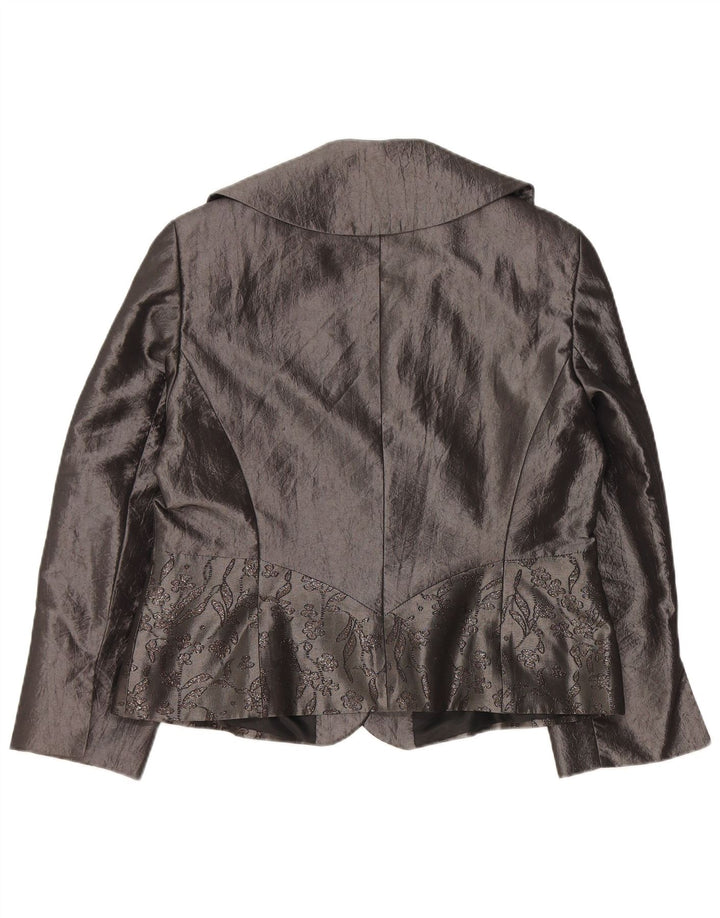 JOHN BENTLEY Womens Cardigan Top UK 14 Large Grey Floral Polyester