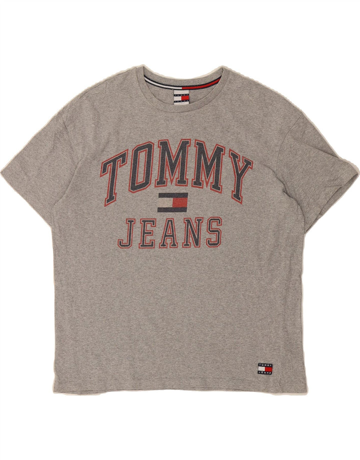 TOMMY HILFIGER Mens Graphic T-Shirt Top Large Grey Cotton Vintage Tommy Hilfiger and Second-Hand Tommy Hilfiger from Messina Hembry 