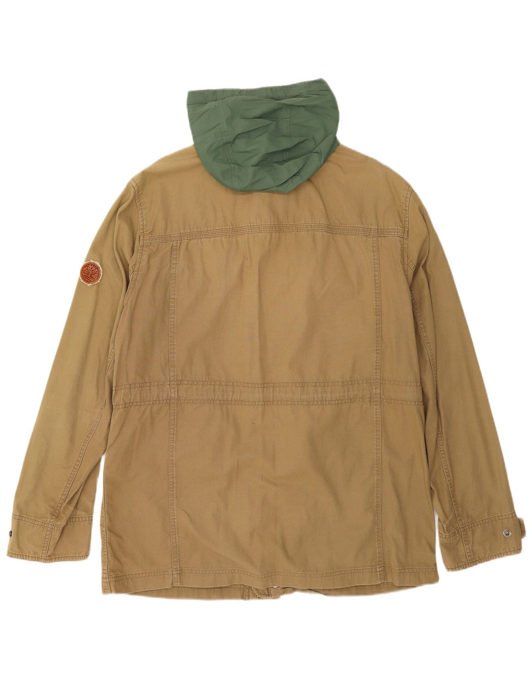 Timberland Mens Hooded Utility Jacket UK 40 Large Beige Cotton