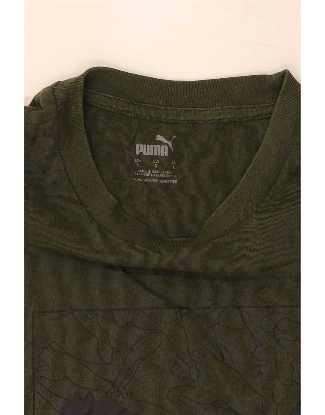 Puma Mens Graphic T-Shirt Top Large Khaki