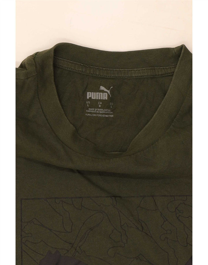 Puma Mens Graphic T-Shirt Top Large Khaki