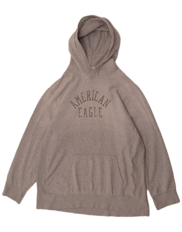 American Eagle Mens Graphic Hoodie Jumper 2XL Grey Cotton