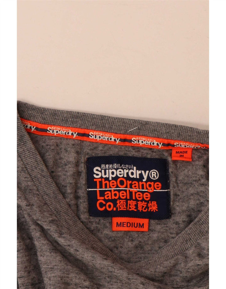 Superdry Mens T-Shirt Top Medium Grey Flecked Cotton