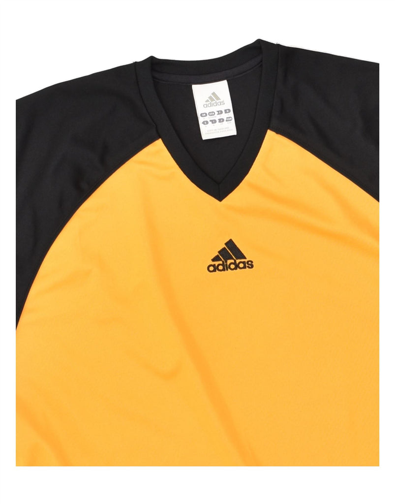 ADIDAS Mens T-Shirt Top Small Yellow Colourblock Polyester | Vintage Adidas | Thrift | Second-Hand Adidas | Used Clothing | Messina Hembry 