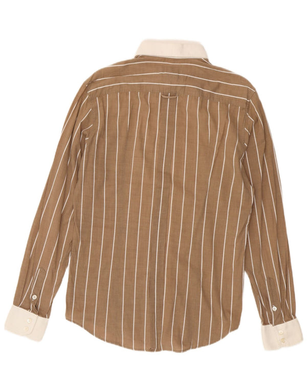 Dolce & Gabbana Mens Regular Fit Shirt IT 48 Medium Brown Pinstripe