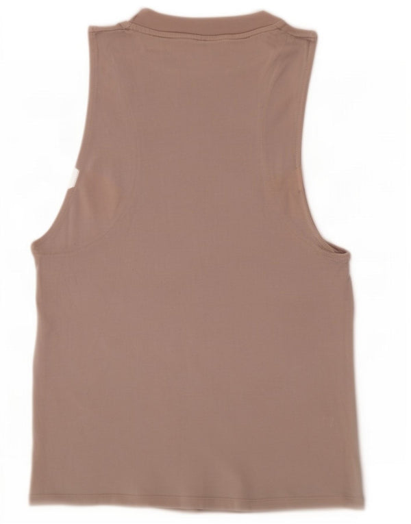 Adidas Womens Graphic Vest Top UK 6 XS Beige Cotton