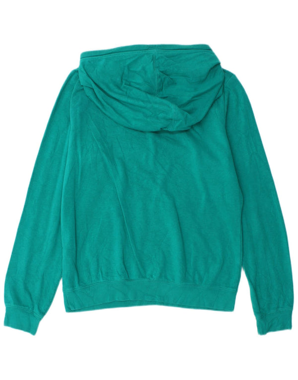 Nike Womens Hoodie Jumper UK 14 Medium Turquoise Cotton