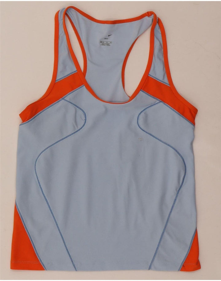Nike Womens Dri Fit Vest Top US 8/10 Medium Blue Colourblock
