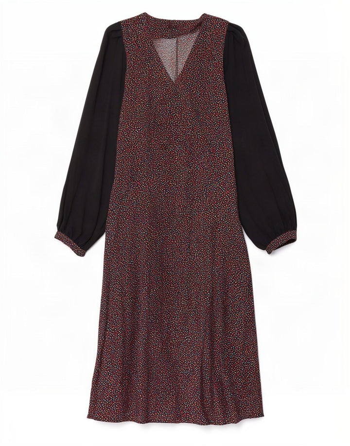 Vintage Womens Long Sleeve Maxi Dress UK 10 Small Multicoloured Spotted
