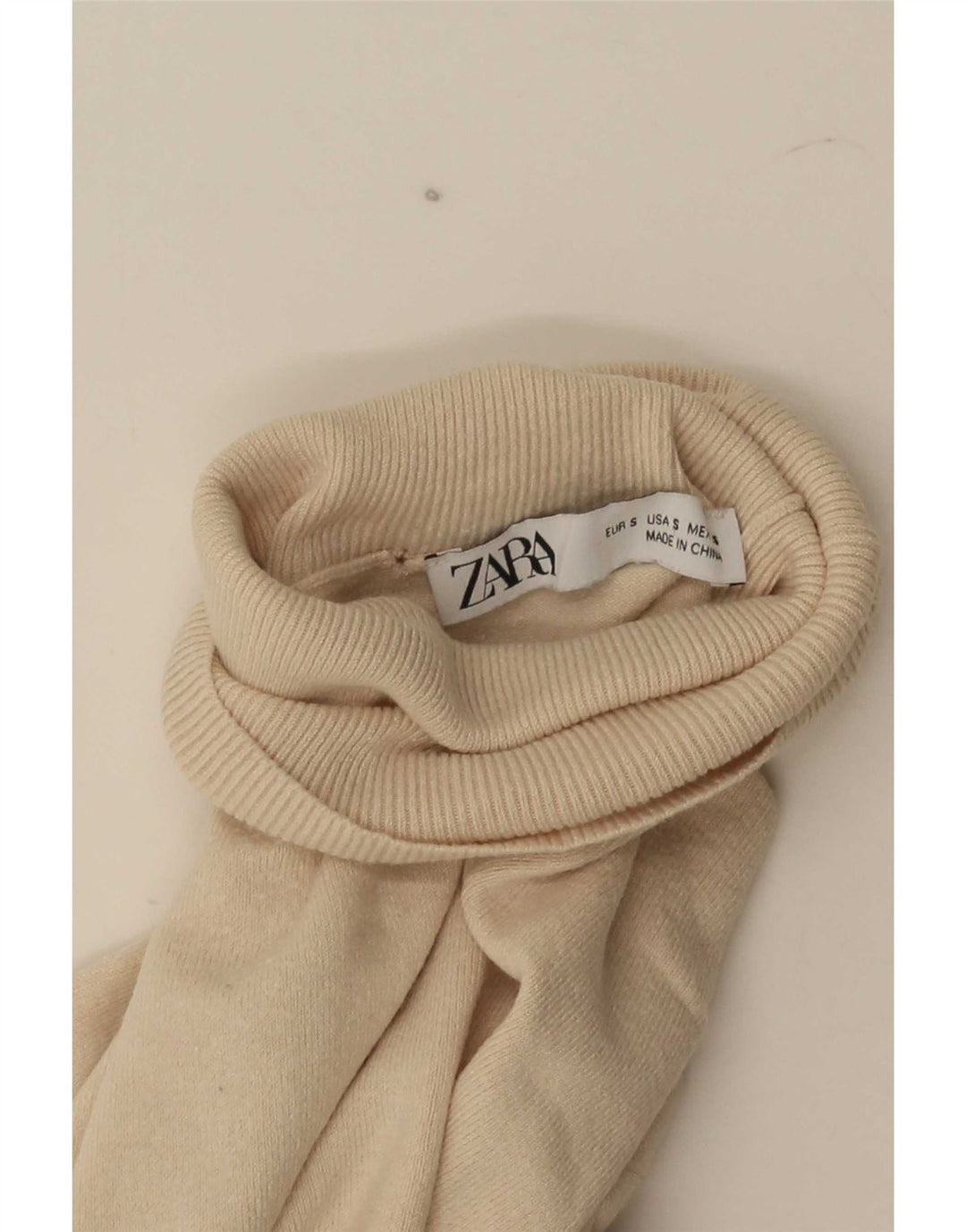 Zara Womens Roll Neck Jumper Sweater UK 10 Small Beige