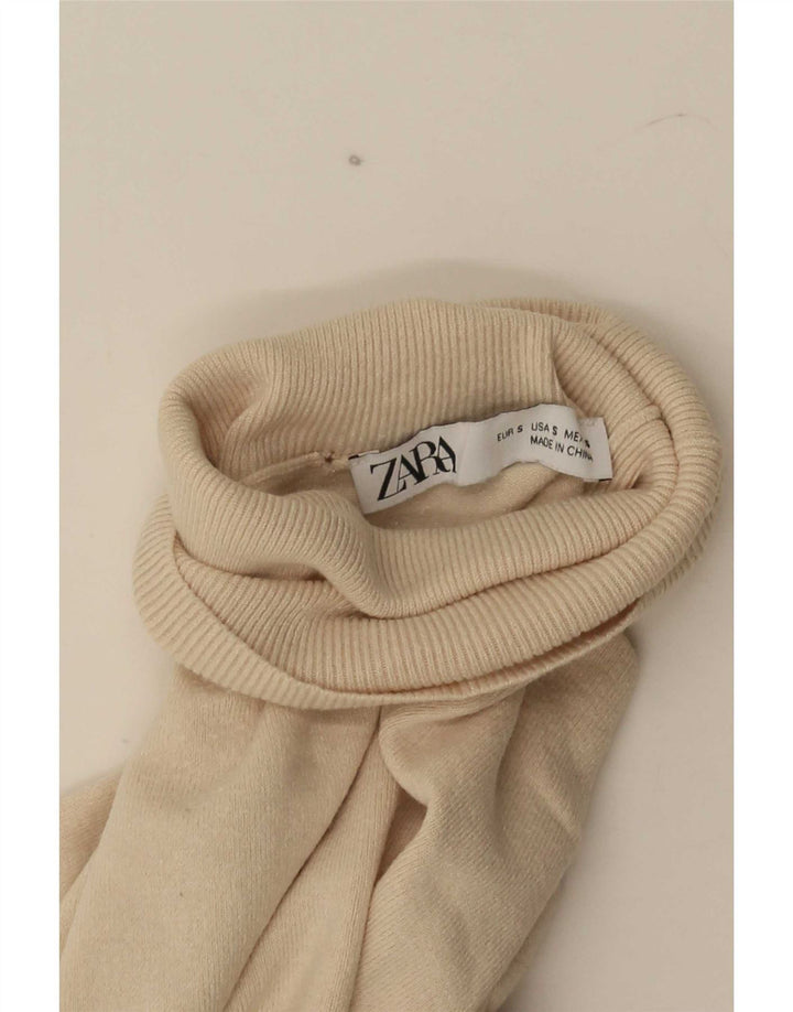 Zara Womens Roll Neck Jumper Sweater UK 10 Small Beige