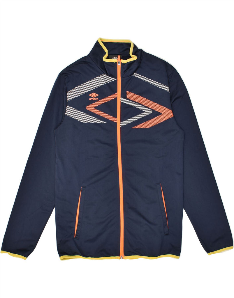 UMBRO Boys Graphic Tracksuit Top Jacket 15-16 Years Navy Blue Polyester | Vintage Umbro | Thrift | Second-Hand Umbro | Used Clothing | Messina Hembry 