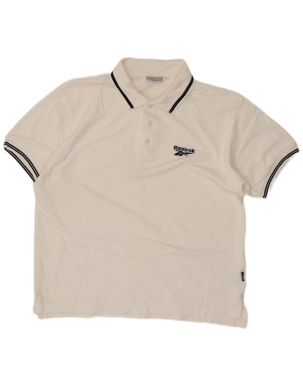 Reebok Mens Polo Shirt Large White Cotton