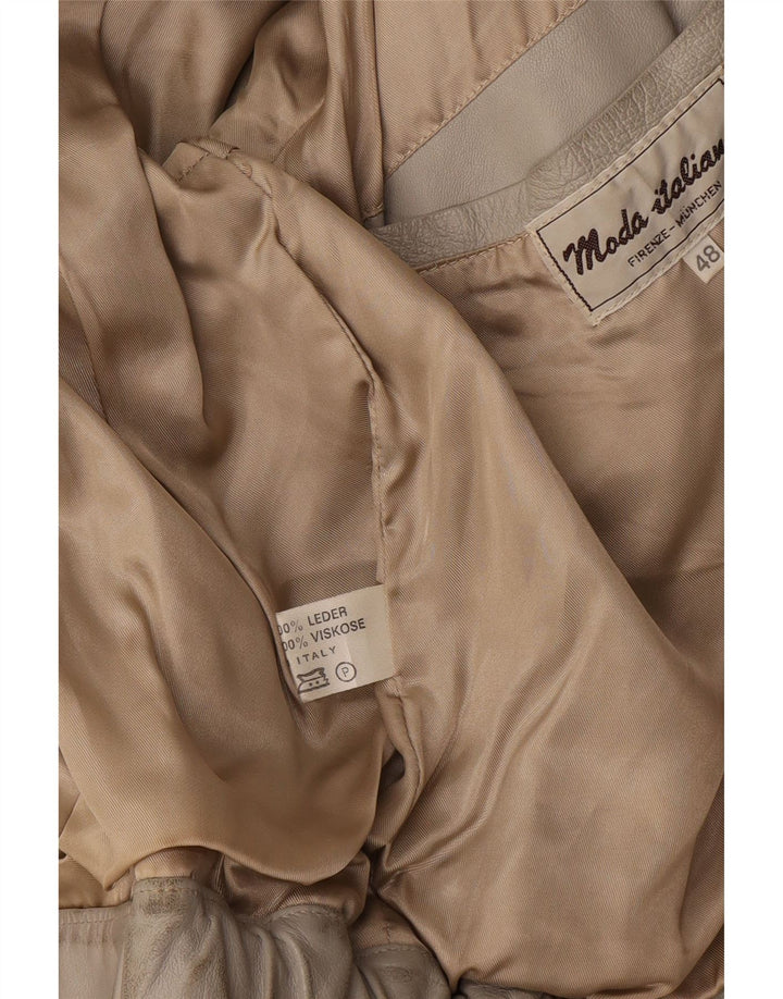 Moda Italiana Mens Leather Jacket IT 48 Medium Beige Leather