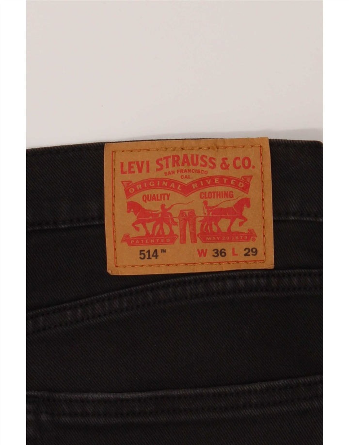 Levi's Mens 514 Straight Jeans W36 L26 Black Cotton
