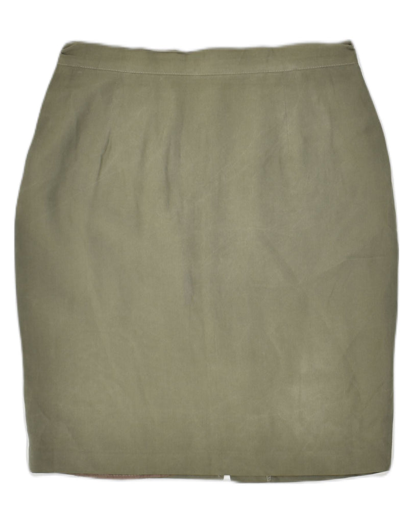 VINTAGE Womens Straight Skirt IT 42 Medium W28 Khaki Viscose | Vintage Vintage | Thrift | Second-Hand Vintage | Used Clothing | Messina Hembry 