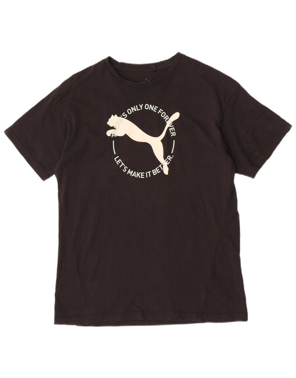 Puma Boys Graphic T-Shirt Top 13-14 Years Black Cotton