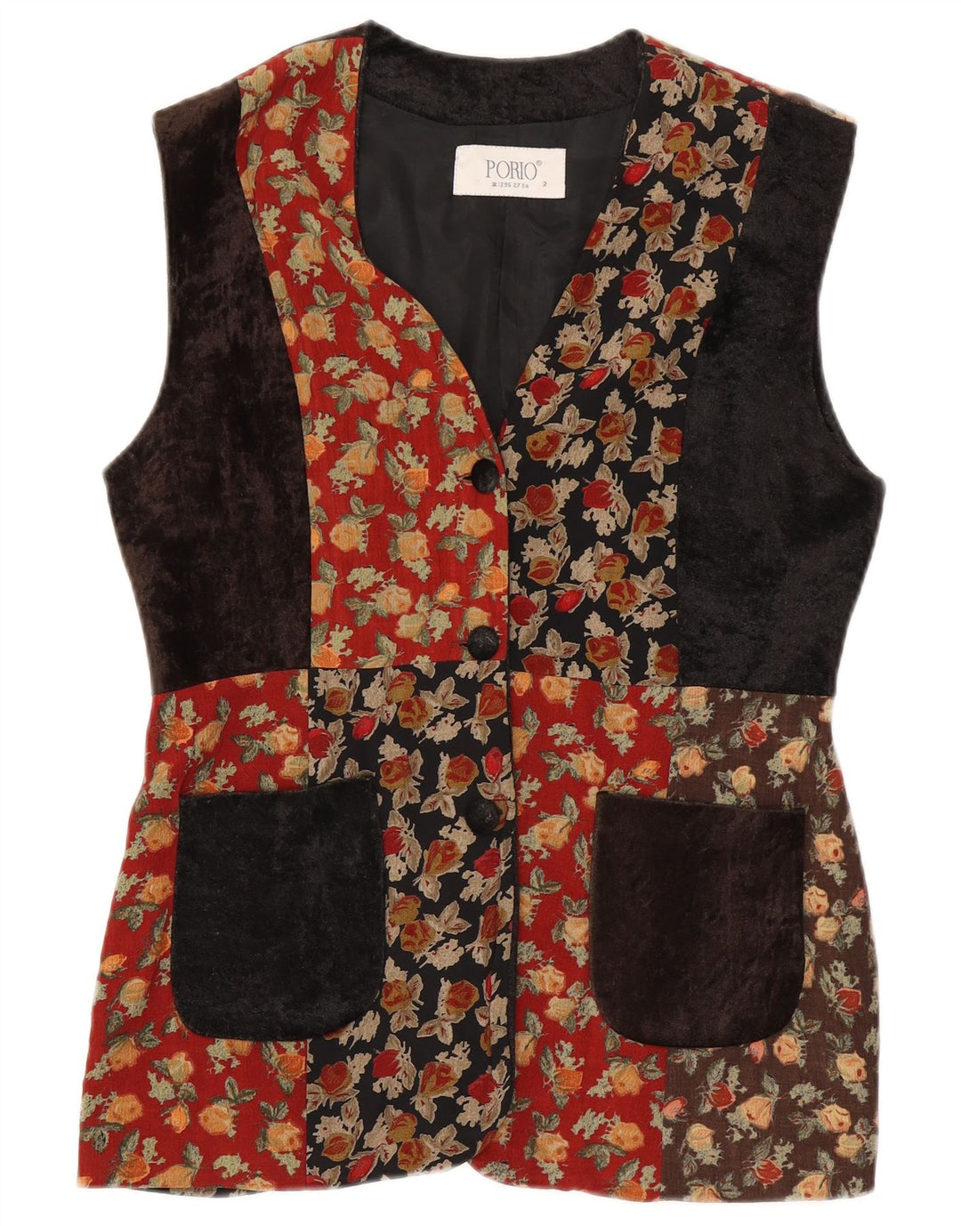 Vintage Womens Gilet UK 14 Medium Multicoloured Patchwork Wool