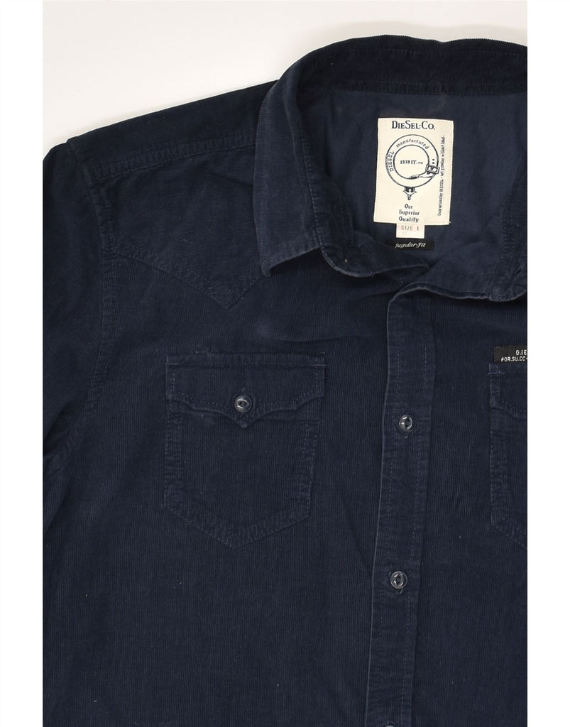 DIESEL Mens Regular Fit Corduroy Shirt Large Navy Blue Cotton | Vintage Diesel | Thrift | Second-Hand Diesel | Used Clothing | Messina Hembry 