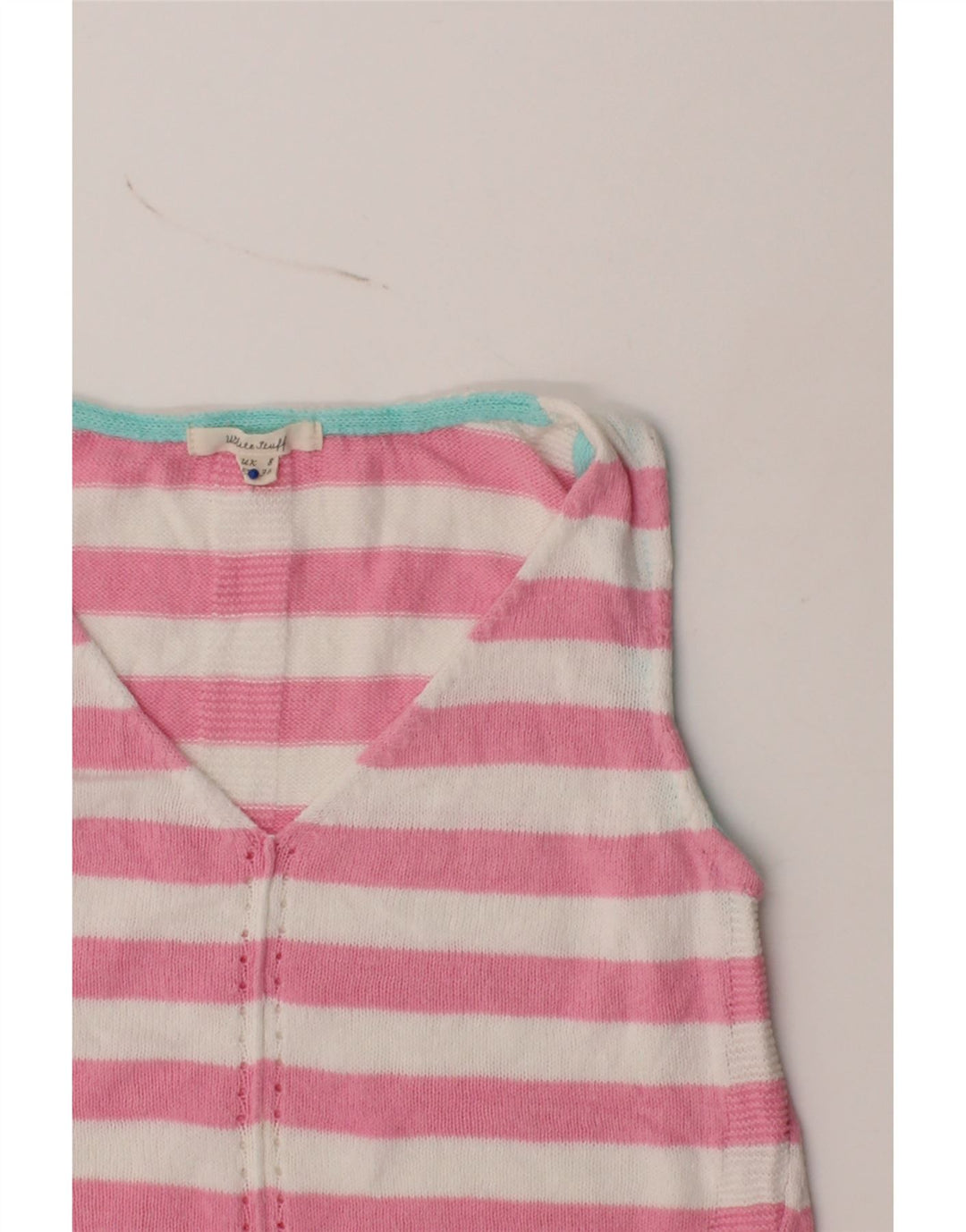 WHITE STUFF Womens Vest Tank Top UK 8 Small Pink Striped Cotton Vintage White Stuff and Second-Hand White Stuff from Messina Hembry 