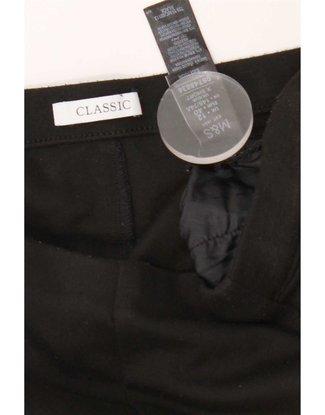 Marks & Spencer Womens Straight Cropped Trousers UK 12 Medium W30 L24 Black