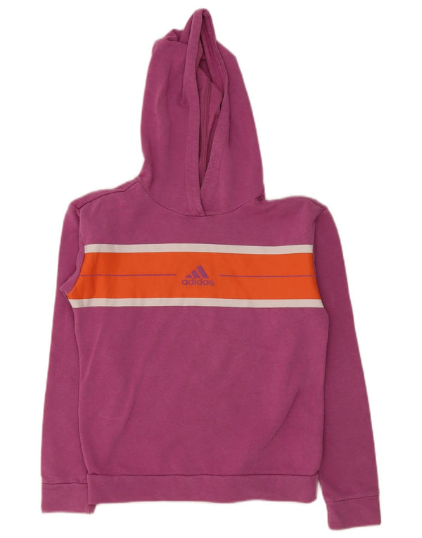 Adidas Girls Regular Fit Hoodie Jumper 11-12 Years Pink Colourblock Cotton