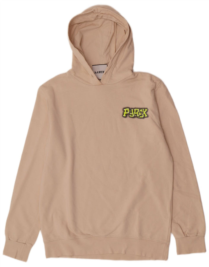 Pyrex Mens Graphic Hoodie Jumper XL Beige Cotton