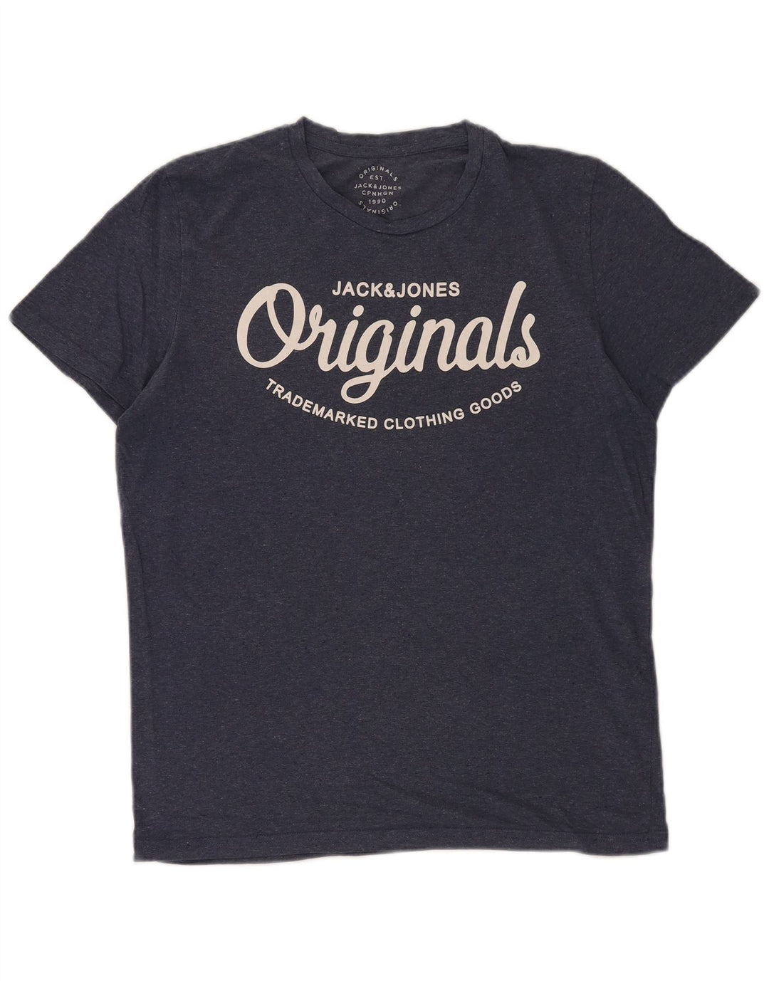 Jack & Jones Mens Graphic T-Shirt Top Medium Navy Blue Cotton