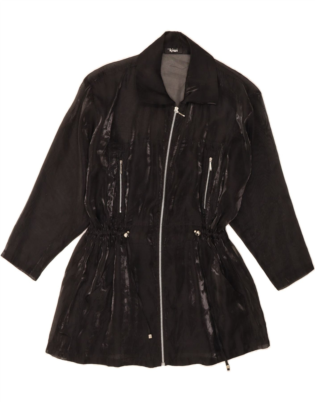 KIWI Womens See throught Overcoat UK 18 XL Black Polyester Vintage Kiwi and Second-Hand Kiwi from Messina Hembry 