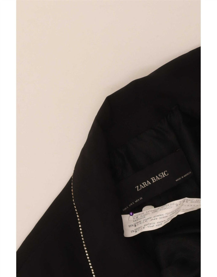Zara Womens Sleeveless Overcoat UK 10 Small Black Polyester