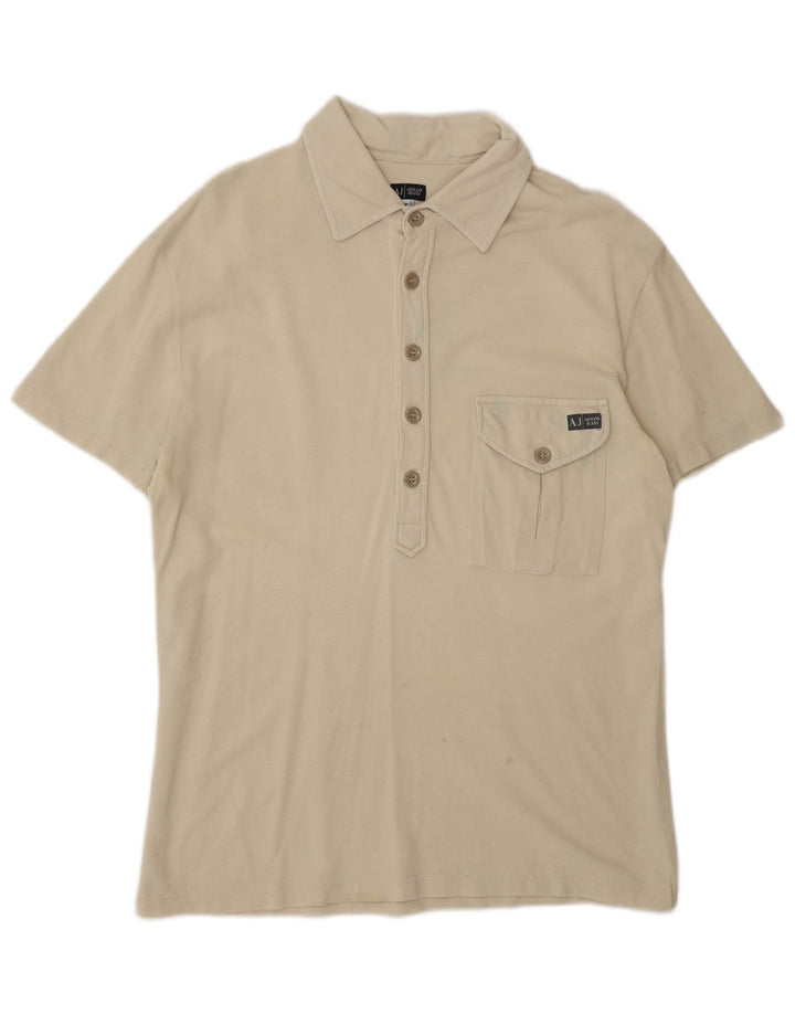 Armani Jeans Mens Polo Shirt Medium Off White