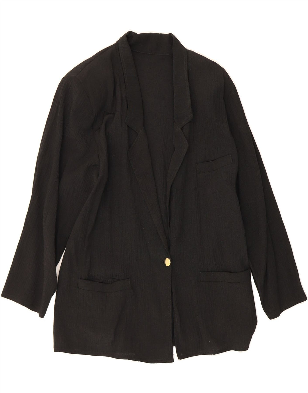 VINTAGE Womens 1 Button Blazer Jacket UK 18 XL Black Vintage Vintage and Second-Hand Vintage from Messina Hembry 