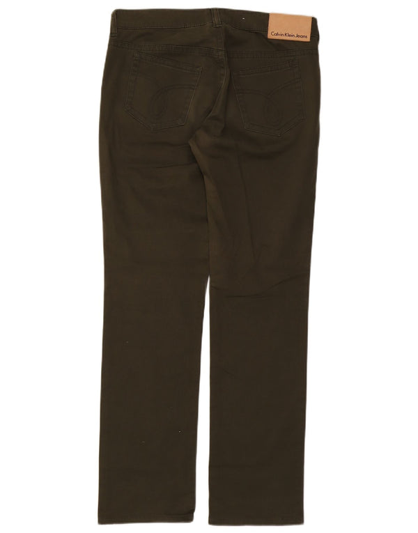 Calvin Klein Womens Straight Casual Trousers W31 L31 Khaki Cotton