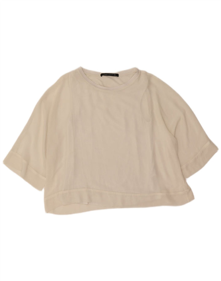 Zara Womens Oversized Blouse Top UK 14 Medium White Polyester