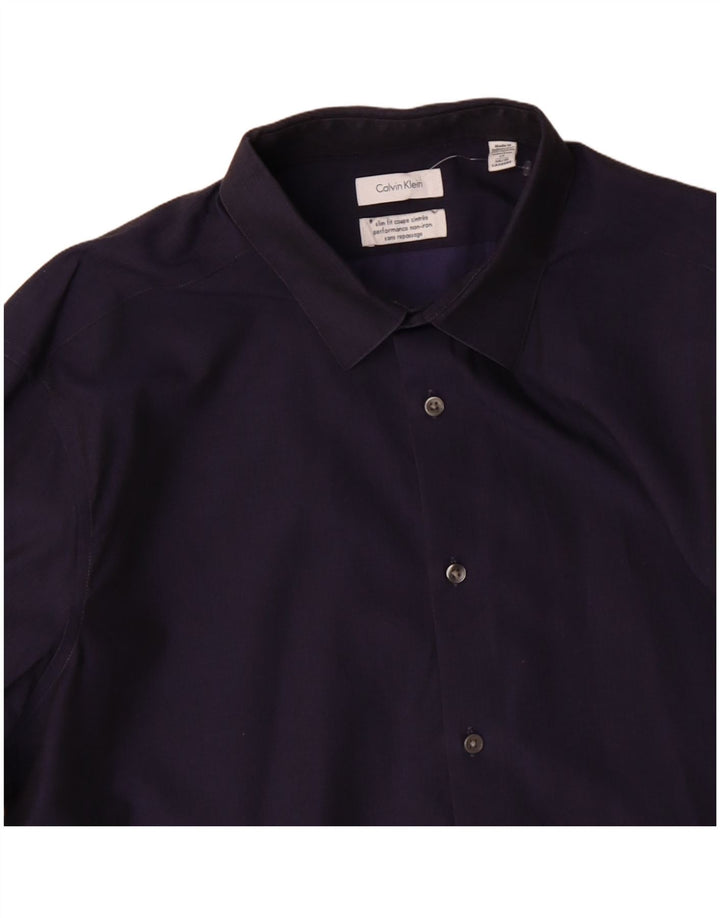 CALVIN KLEIN JEANS Mens Slim Fit Shirt Size 17 XL Navy Blue Cotton