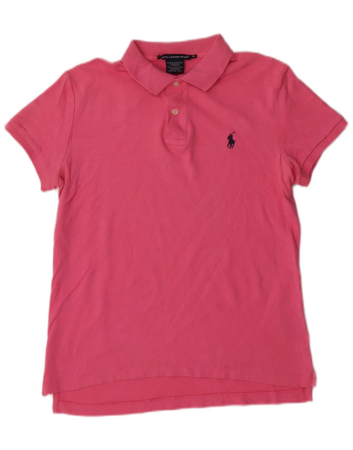 RALPH LAUREN Mens Polo Shirt Medium Pink Cotton