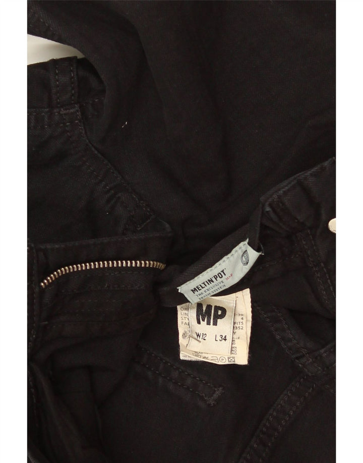 Meltin' Pot Mens Slim Jeans W32 L28 Black Cotton