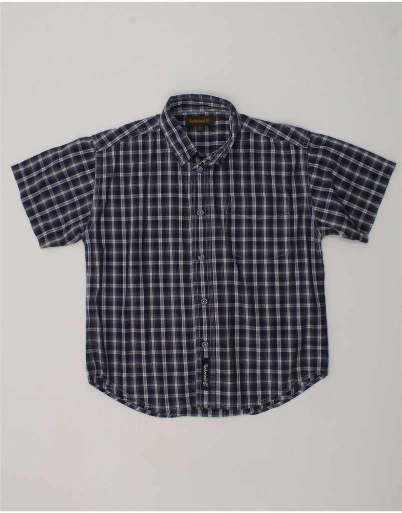 TIMBERLAND Boys Short Sleeve Shirt 4-5 Years Navy Blue Check Cotton | Vintage Timberland | Thrift | Second-Hand Timberland | Used Clothing | Messina Hembry 