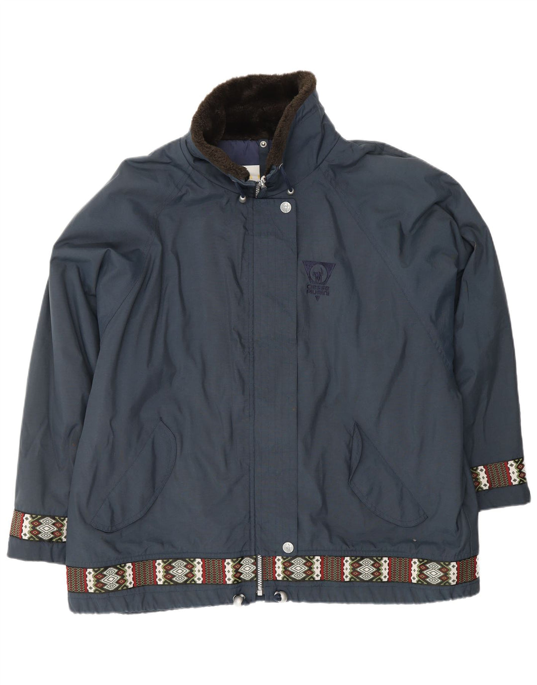 CIESSE PIUMINI Womens Oversized Windbreaker Jacket Size 48 Large Navy Blue