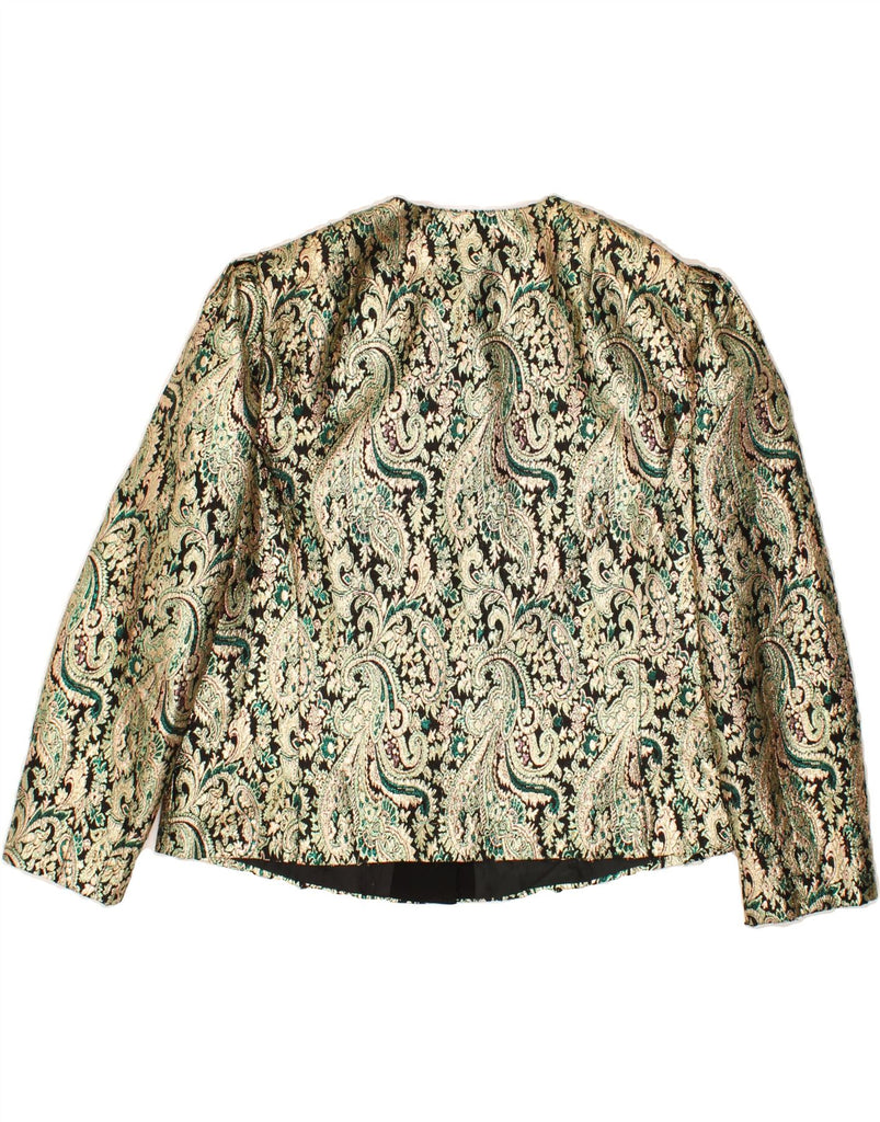 FINK MODELL Womens 6 Button Blazer Jacket UK 18 XL Green Paisley | Vintage Fink Modell | Thrift | Second-Hand Fink Modell | Used Clothing | Messina Hembry 