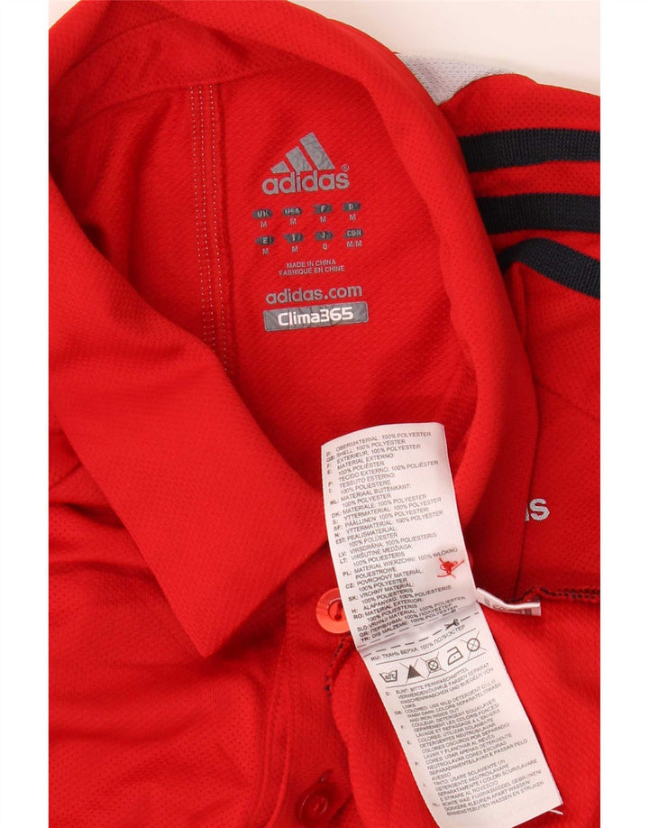 Adidas Mens Clima 365 Polo Shirt Medium Red Colourblock Polyester