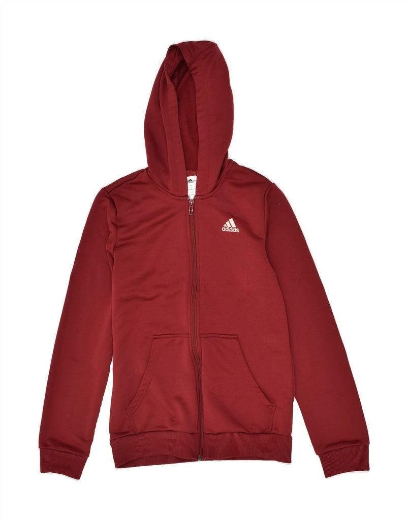 ADIDAS Boys Zip Hoodie Sweater 14-15 Years  Red Polyester | Vintage Adidas | Thrift | Second-Hand Adidas | Used Clothing | Messina Hembry 