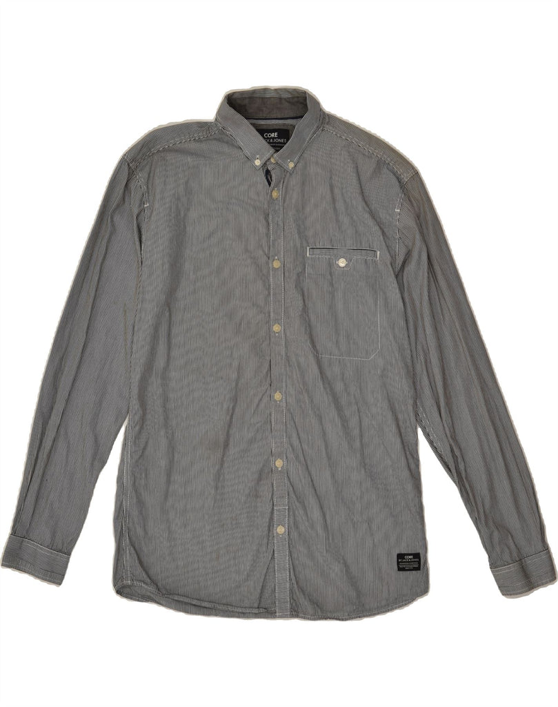 JACK & JONES Mens Shirt Large Grey Pinstripe Cotton Vintage Jack & Jones and Second-Hand Jack & Jones from Messina Hembry 