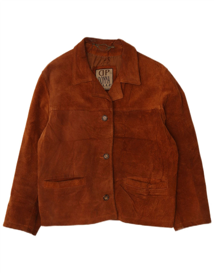 Vintage Womens Suede Jacket EU 48 2XL Brown Leather